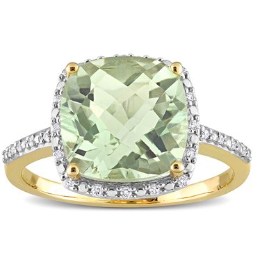 Sofia B. 4 cttw Green Quartz and 1/10 cttw Diamond Halo Cocktail Ring