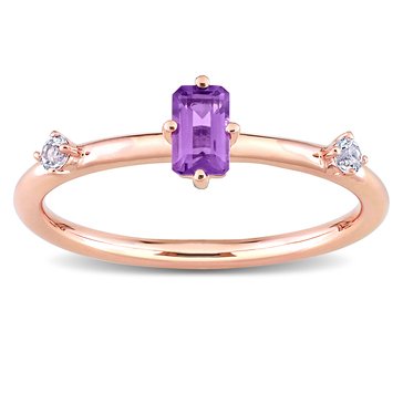 Sofia B. 2/5 cttw Emerald-Cut Amethyst & White Topaz Stackable Ring