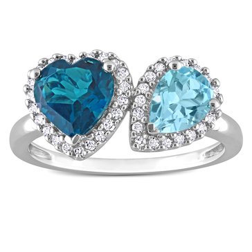 Sofia B. 1/5 cttw Diamond and 2 1/5 cttw London Blue Topaz Sky Ring