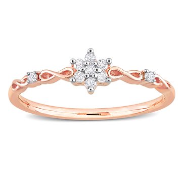 Sofia B. 1/10 cttw Diamond Floral Promise Rose Plated Ring