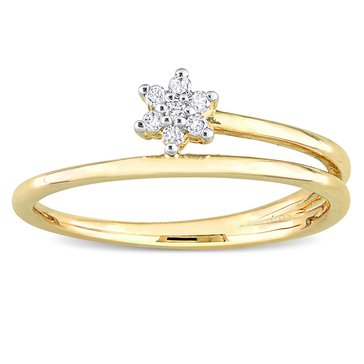 Sofia B. Diamond Accent Yellow Plated Sterling Silver Floral Promise Ring