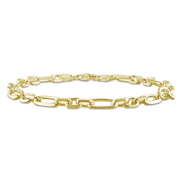 Sofia B. 6MM Diamond Cut Figaro Chain 18k Yellow Gold Plated Sterling Silver Anklet