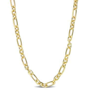Sofia B. 18K Yellow Gold Plated Sterling Silver Diamond Cut Figaro Chain Necklace