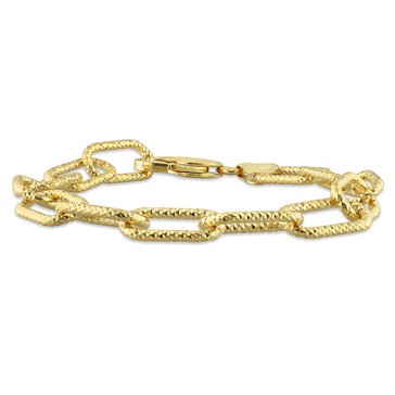Sofia B. 18K Yellow Gold Plated Sterling Silver  Fancy Paperclip Chain Bracelet