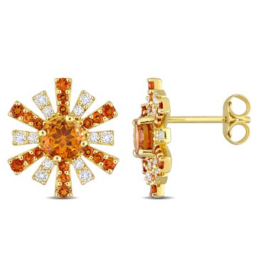 Sofia B. 1 5/8 cttw Madeira Citrine & White Topaz Starburst Earrings