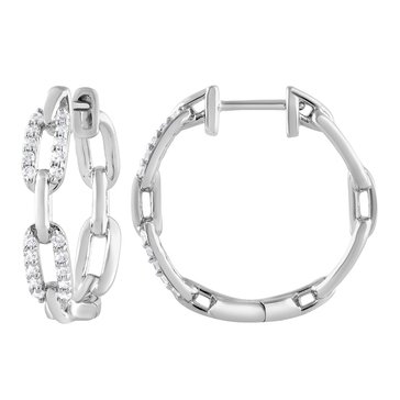 Because by Navy Star 1/4 cttw Diamond Chain Link Hoop Earrings