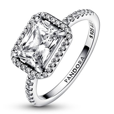 Pandora Rectangular Sparkling Halo Ring