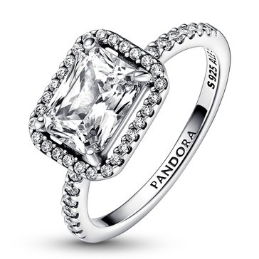 Pandora Rectangular Sparkling Halo Ring