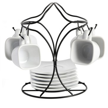 Gracious Dining 13-Piece Espresso Set with Metal Rack