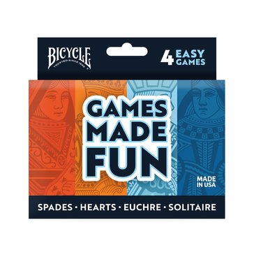 Bicycle 4-Game Pack Hearts Spades Euchre and Solitaire Playing Cards