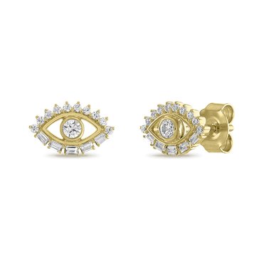 Minimalist Petite Evil Eye Diamond Accent Stud Earrings