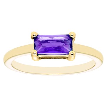 10K Yellow Gold Prong Set Baguette Ring