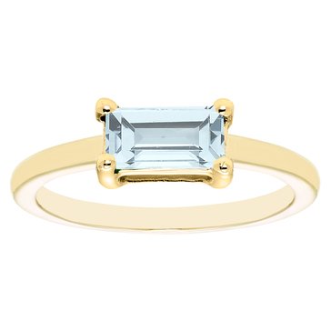 10K Yellow Gold Prong Set Baguette Ring