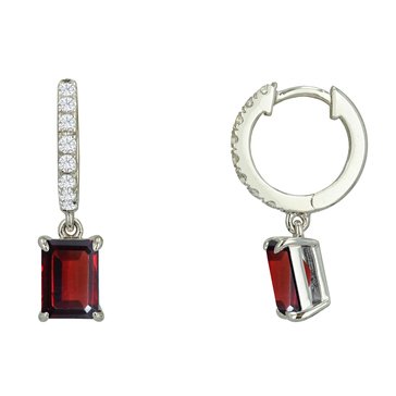 Garnet Emerald Cut Drop Earrings