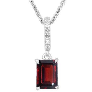 Garnet Emerald Cut Pendant Necklace