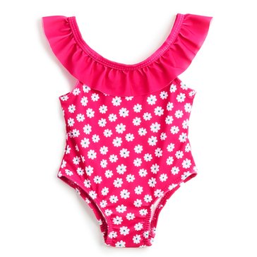 Wanderling Baby Girls' Pink Floral One Piece Swimsuit