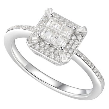 Cubic Zirconia Square Cluster Ring