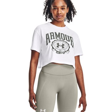 Under Armour Womens Collegiate Crest Crop Short Sleeve Top
