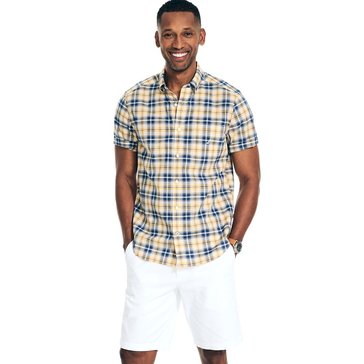 Nautica Men's Short Sleeve Sustainable Tencel Plaid Shirt