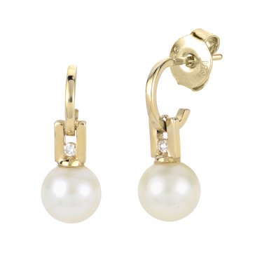 Imperial Cultured Pearl Diamond Accent Hoop Earrings