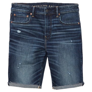 AE Men's Dark Wash Cutoff Cut And Cuff Denim Short