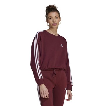 Adidas Women's French Terry Three Stripe Crop Sweatshirt