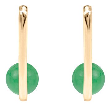 Green Jade Square Hoop Earrings