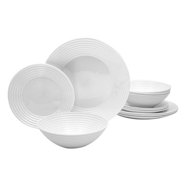 Gibson Ultra Patio Tempered Opal Glass 12-Piece Dinnerware Set