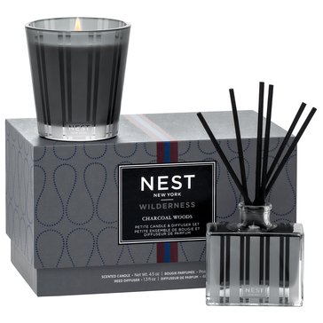 NEST New York Petite Candle Reed Diffuser Charcoal Woods Set