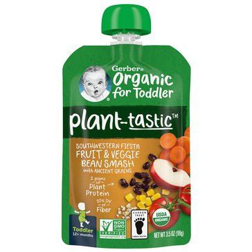 Gerber Organic for Baby Fruit and Veggie Bean Smash 2nd Foods Pouch, 3.5oz