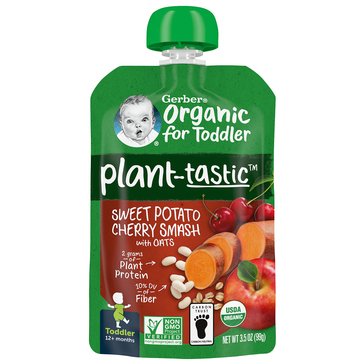 Gerber Organic for Baby Sweet Potato and Cherry Smash 2nd Foods Pouch, 3.5oz