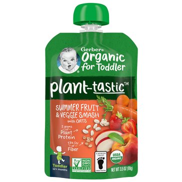 Gerber Organic for Baby Summer Fruit and Veggie Smash 2nd Foods Pouch, 3.5oz