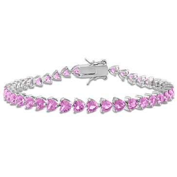 Sofia B. 12 1/3 cttw Created Pink Heart-Cut Sapphire Bracelet