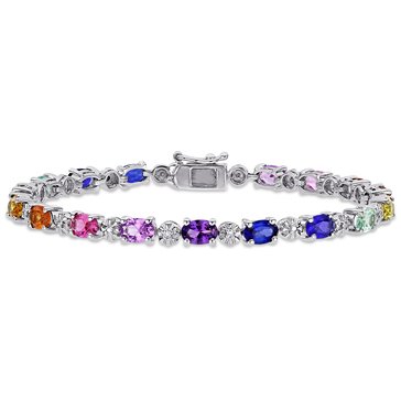 Sofia B. 9 7/8 cttw Multi-Color Created Sapphire & Diamond Accent Tennis Bracelet