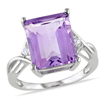 Sofia B. 5 7/8 cttw Emerald Cut Amethyst & White Topaz Ring