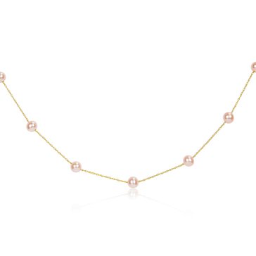 Sofia B. Freshwater Pink Cultured Pearl Tin Cup Rope Chain Necklace