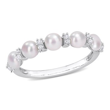 Sofia B. Freshwater Cultured Pearl with 1/8 cttw White Topaz Semi Eternity Ring