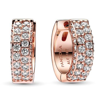 Pandora Timeless Pave Double Row Hoop Earrings