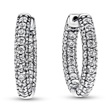 Pandora Timeless Pave Single Row Hoop Earrings