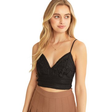 Love Tree Women's Sleeveless Textured Laced Crop Top Junior