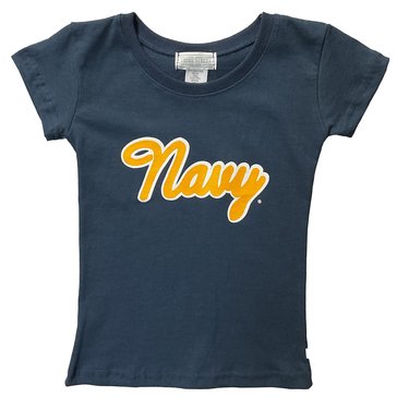 Third Street Sportswear Girls Navy Script Fitted Tee