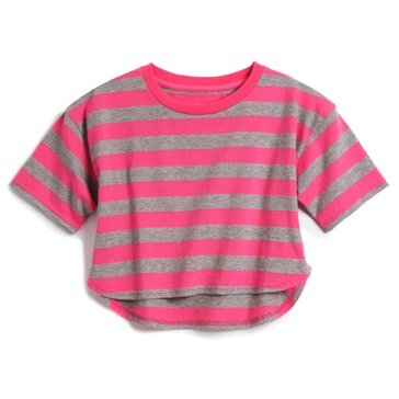  Liberty & Valor Little Girls' Cropped Stripe Tee