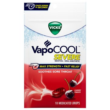 Vicks VapoCool Cherry Drops, 18-Count