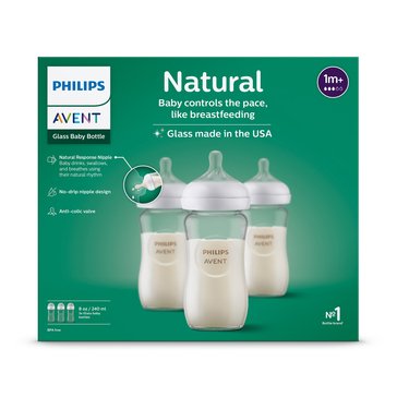 Philips Avent Glass Natural Bottle With Natural Nipple 3-Pack