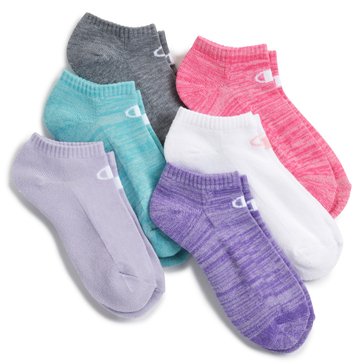 Champion Girls' Space Dye No Show Six Pack Socks