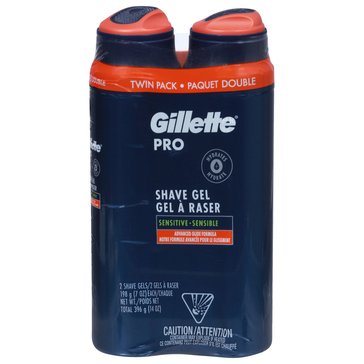 Gillette Pro Shaving Gel for Men Twin Pack 7oz