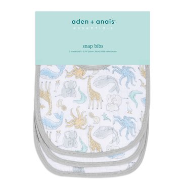 aden + anais Natural History Snap Bibs, 3-Pack