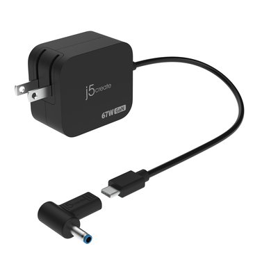 j5create 67W GaN USB-C Mini Charger with 4.5mm DC Converter