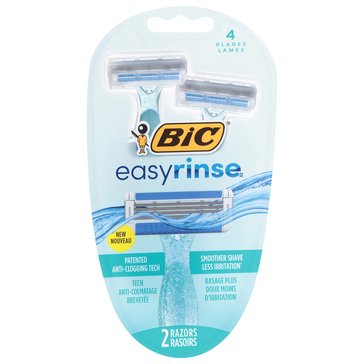 Bic EasyRinse Womens Quad Blade Disposable Razor, 2-Pack