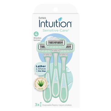 Shick Intuition Sensitive Care Disposable Razors, 3-Count